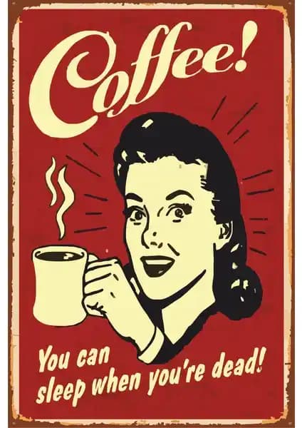 Kahve Temalı Retro Vintage Ahşap Poster Dekorasyon İçin Zarif ve Şık Seçenek