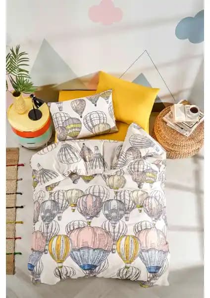 Kapadokya Balon Temalı Tek Kişilik Nevresim Seti Dayanıklı ve Şık Tasarım