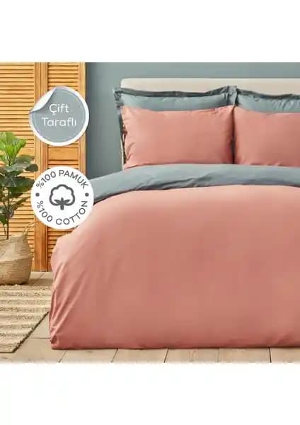 Karaca Home Basic Terecota Petrol Çift Taraflı Nevresim Takımı Yatak Odası Dekorasyonu İçin Uygun