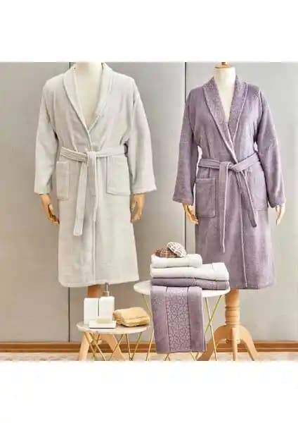 Karaca Home Casita Flos 6 Parça Gri Mürdüm Banyo Seti Modern ve Şık Tasarım