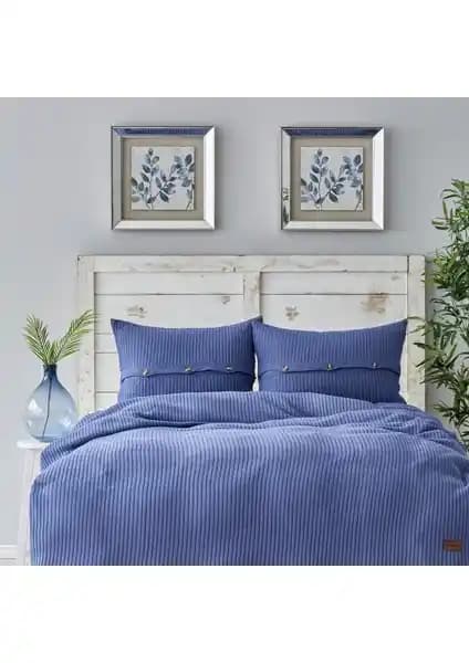 Karaca Home Coline Indigo Çift Kişilik Triko Yatak Örtüsü Seti Modern ve Dayanıklı Tasarım