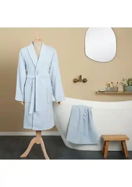 Karaca Home Defy Mavi %100 Pamuk Bornoz Seti Şık ve Konforlu Gündelik Kullanım İçin