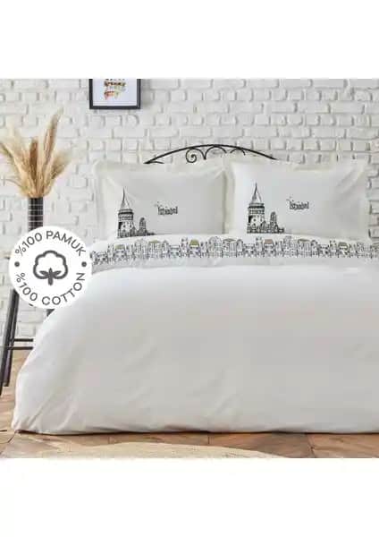 Karaca Home Galata Siyah Nakışlı Çift Kişilik Nevresim Takımı – Şık ve Dayanıklı Tasarım