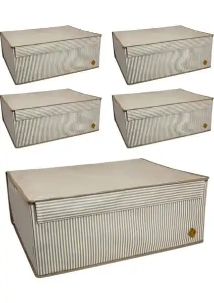 Keven Home ALAS 5 Adet Kapaklı Çok Amaçlı Hurç Kutu Baza Geniş Hacimli Saklama Çözümü
