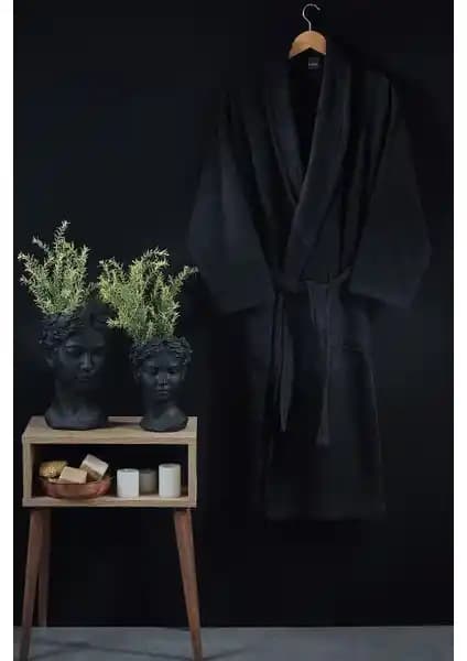 Kısayol Ev-X Mikrocoton Lüks Bornoz Büyük Beden Siyah Şık ve Konforlu Tasarım