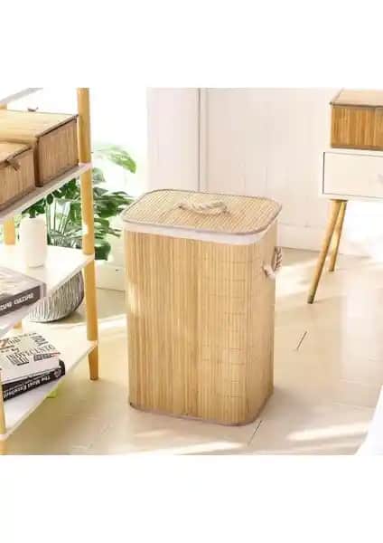 Kitchen Pembelia Hasır Kare Katlanabilir Kirli Çamaşır Sepeti: Estetik ve Fonksiyonelliğin Buluşması