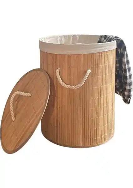 Kitchen Pembelia Hasır Yuvarlak Kirli Çamaşır Sepeti: Estetik ve Fonksiyonellik İçin İdeal Seçenek
