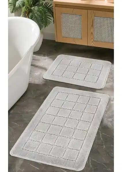 Konfor Halı Doğal Kaymaz Tabanlı Banyo Paspas Seti Modern ve Güvenli Tasarım