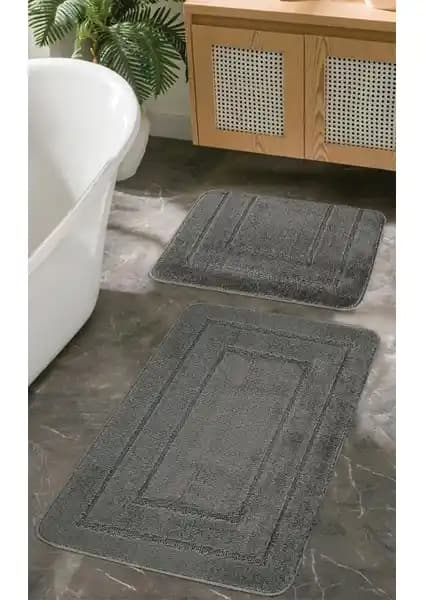Konfor Halı Doğal Kaymaz Tabanlı Modern Banyo Paspas Seti Güvenli ve Estetik Kullanım İçin