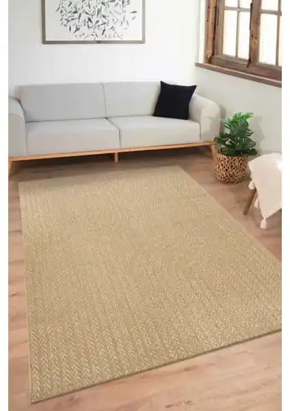 Konfor Halı Sisaluna 4443 Bej Jüt Tabanlı Modern Dokuma Kilim Halı