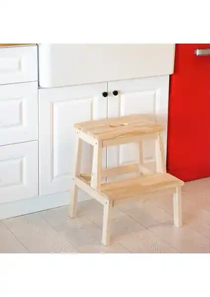 Kukka KWT130 Masif Ahşap Çok Amaçlı Basamak Tabureleri Güvenli ve Şık Tasarım