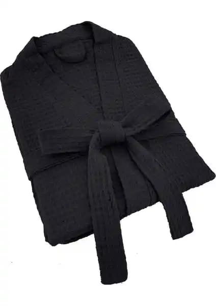 Kulcu Tekstil Pike Siyah Bornoz: Şık ve Konforlu Pamuklu Ev ve Seyahat Bornozu