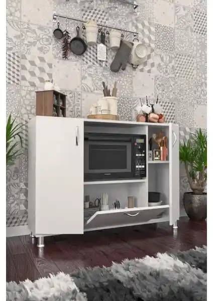 Kzy Pier Çok Amaçlı Fırın Dolabı Beyaz Modern ve Dayanıklı Mutfak Çözümü