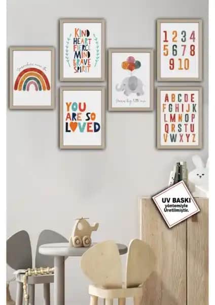 Lankas Çocuk Odası Tablo Seti: Renkli ve Dayanıklı Dekorasyon Çözümü