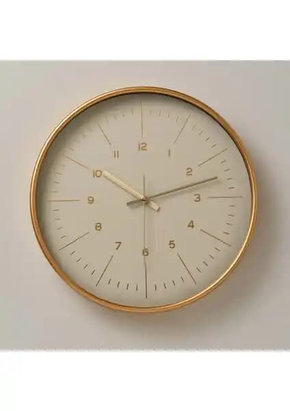 Linens Oscar 29,5 cm Beyaz-Gold Duvar Saati Modern ve Şık Dekoratif Parça