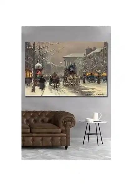 Londra ve Kış Temalı 70x100 cm Kanvas Duvar Tablosu Modern Dekorasyon İçin