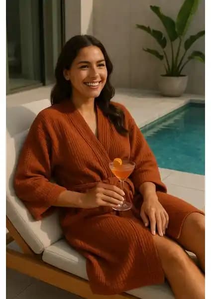 Lucy and Home Unisex 4 Kat Müslin Sabahlık Bornoz Kimono Şıklık ve Konfor Bir Arada