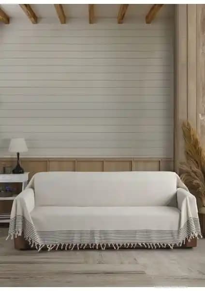 Lux Touch Ekru Kollarını Örten Organik Pamuklu Battal Boy Örtüleri Ev Dekorasyonunda Şıklık ve Fonksiyonellik