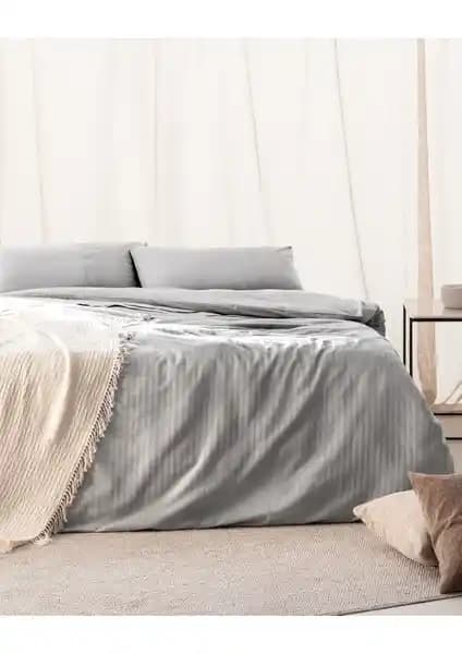 Madame Coco Adrien Çift Kişilik Pamuklu Gri Nevresim Takımı - Şık ve Konforlu Yatak Odası Seçeneği