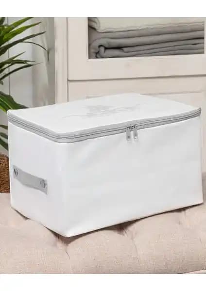 Madame Coco Çiçek Desen Baskılı Hurç Beyaz Renkli Şık ve Dayanıklı Ev Depolama Çözümü