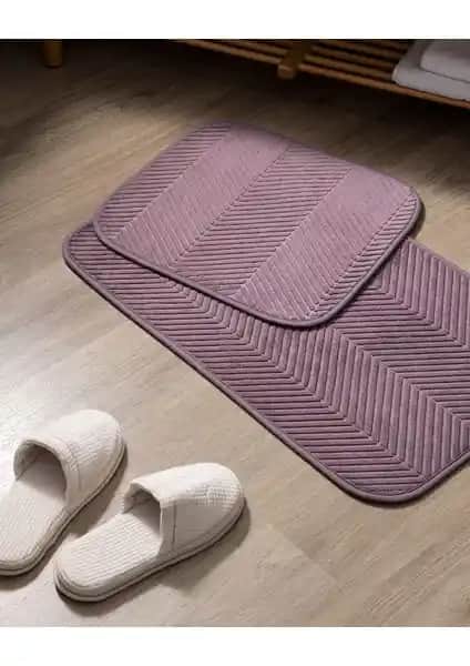 Madame Coco Emele 2'li Koyu Mürdüm Banyo Paspası Modern ve Güvenli Tasarım