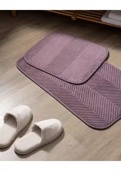 Madame Coco Emele 2'li Koyu Mürdüm Banyo Paspası Modern ve Güvenli Tasarım