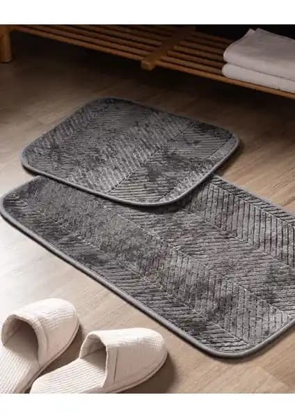 Madame Coco Eze Banyo Paspası Antrasit Renkli Modern ve Güvenli Banyo Aksesuarı