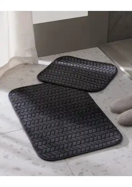 Madame Coco Norris Antrasit Banyo Paspası Seti 2 Parça Dayanıklı ve Şık Tasarım