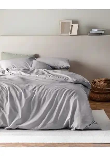 Madame Coco Odette Çift Kişilik Pamuk Nevresim Takımı Gri Modern Yatak Dekoru