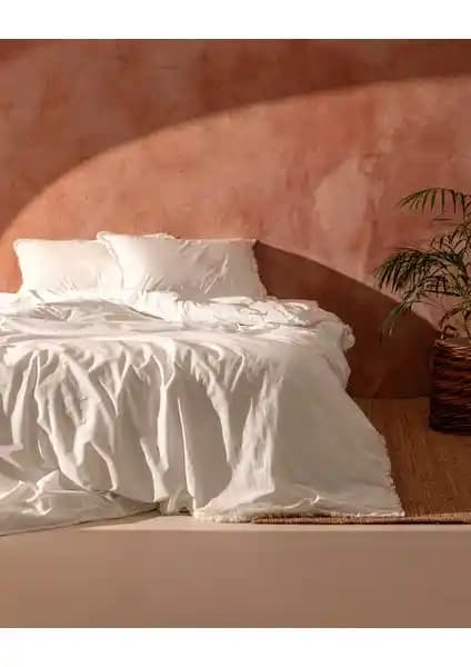 Madame Coco Sona Püsküllü Tek Kişilik Nevresim Takımı Beyaz, Şık ve Dayanıklı Tasarım