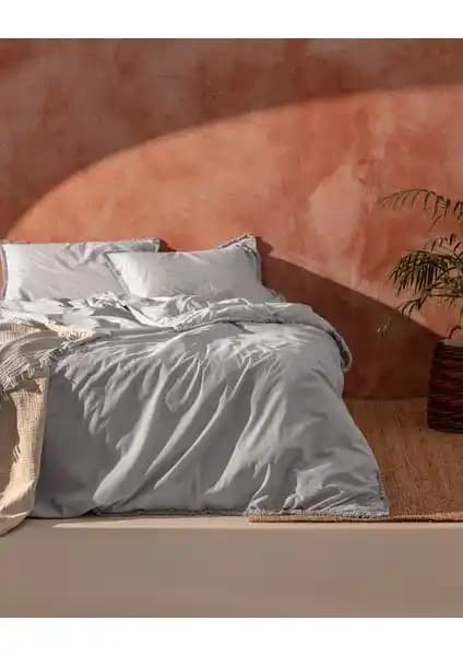 Madame Coco Sona Tek Kişilik Püsküllü Nevresim Takımı Gri Renkli ve Yüksek Kaliteli Tasarım