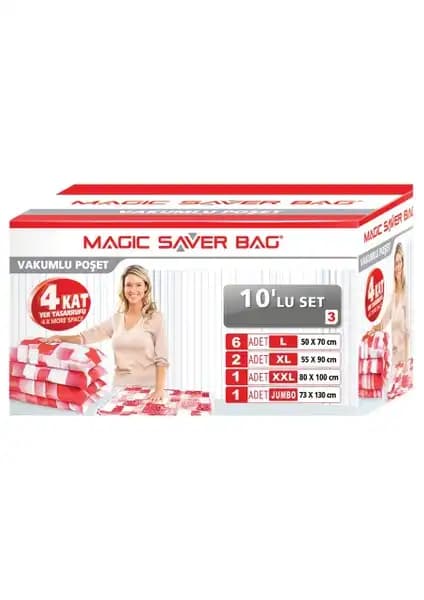 Magic Saver Bag 10'lu Set ile Çok Yönlü ve Pratik Saklama Çözümü