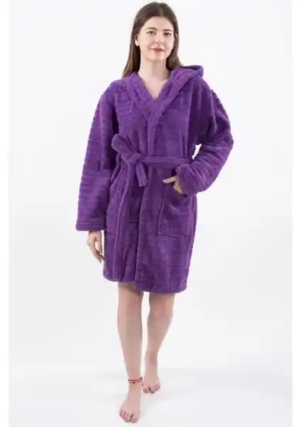 MaisonArt Comfy Kapşonlu Wellsoft Peluş Bornoz Sabahlık: Şık ve Rahat Ev Giyim Ürünü