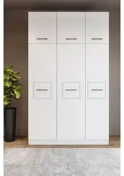 Merlin Mobilya Zarif 6 Kapaklı 10 Bölmeli Beyaz MDF Dolap Modern Tasarım ve Geniş Depolama Alanı