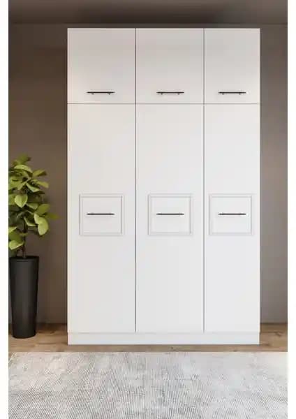 Merlin Mobilya Zarif 6 Kapaklı 10 Bölmeli Beyaz MDF Dolap Modern Tasarım ve Geniş Depolama Alanı