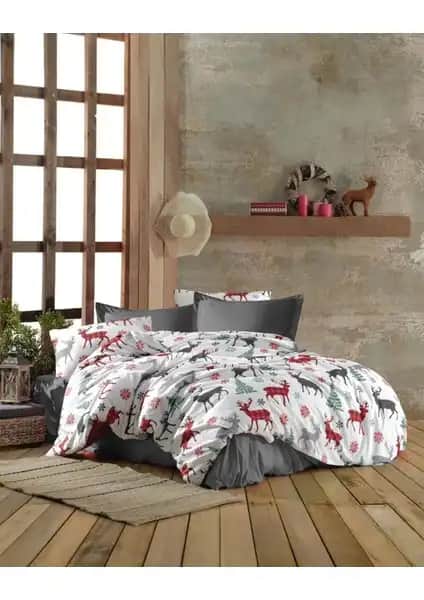 Mertim Geyik Desenli Yılbaşı Nevresim Takımı: Estetik ve Konforlu Uyku Deneyimi