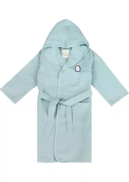 Miespiga Penguen Çocuk Müslin Bornoz 1-2 Yaş için Yumuşak ve Sevimli Tasarım