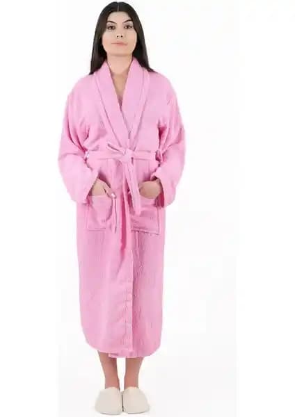 MODELHOME Soft Line %100 Pamuklu Pembe Bornoz Beden Seçenekleriyle Konfor ve Şıklık Sunar