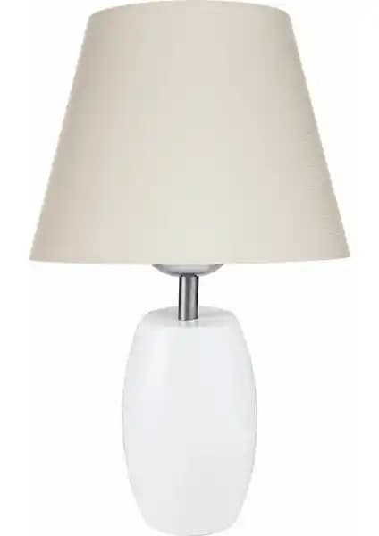 Modelight Top Abajur Beyaz Ayak Krem Şapka Modern ve Klasik Tasarımın Şık Buluşması