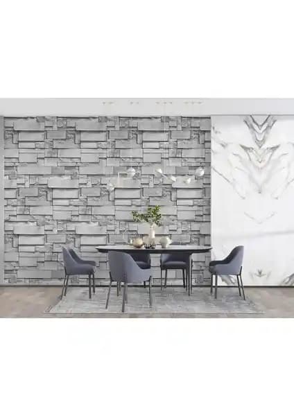 Modern 3D Taş Desenli Duvar Kağıdı ile Mekanlara Derinlik Katın