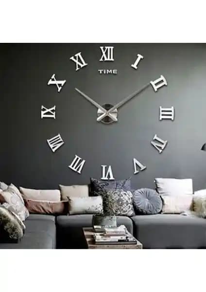 Modern Dekoratif 3D Roma Rakamlı Ayna Pleksi Duvar Saati Güçlü Tasarım ve Fonksiyonellik