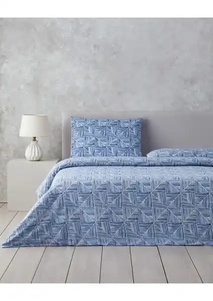 Modern Diamond Tek Kişilik Mavi Nevresim Seti Şıklık ve Konfor Sunar