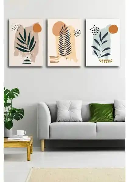 Modern Minimalist Kanvas Tablo Seti 3'lü Dekoratif Duvar Sanatı Tasarımı
