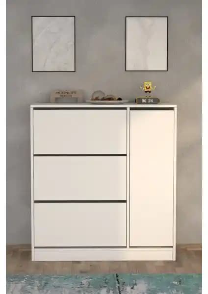 Moonlife Milano 3 Kapaklı Kayar Raflı Ayakkabılık Modern ve Şık Ev Düzeni İçin Uygun Çözüm