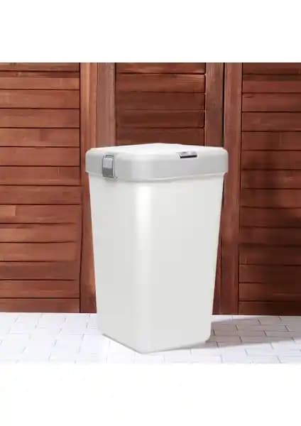 Motek Dokunmatik Kirli Çamaşır Sepeti Gri-Beyaz Modern ve Kullanışlı Tasarım