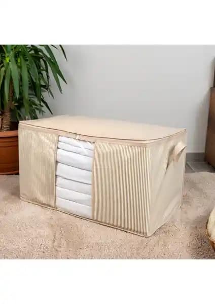 Nacarev Mega Boy Pencereli Çizgi Desen Baskılı Krem Yorgan Düzenleyici Hurç