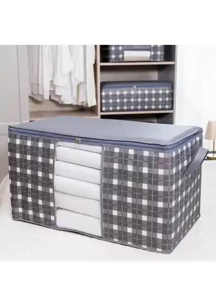 Nacarev Mega Boy Pencereli Kare Desenli Ekose Gri Hurç ile Ev Düzeninizi Kolaylaştırın