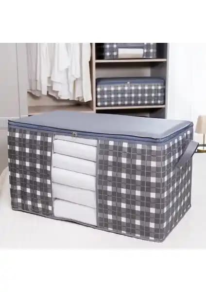 Nacarev Mega Boy Pencereli Kare Desenli Ekose Gri Hurç ile Ev Düzeninizi Kolaylaştırın