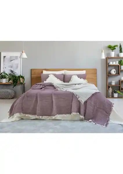 Natural Meet Maya Çift Taraflı Tek Kişilik Pamuklu Müslin Yatak Örtüsü