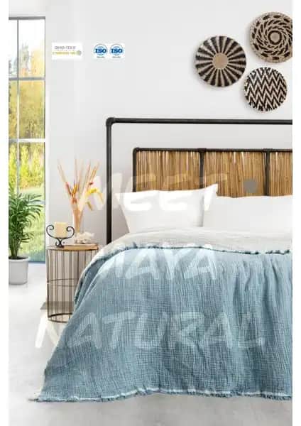 Natural Meet Maya Çift Yönlü Çift Kişilik Müslin Yatak Örtüsü Sağlıklı ve Şık Tasarım